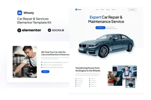 best car repair Elementor template kit instant download