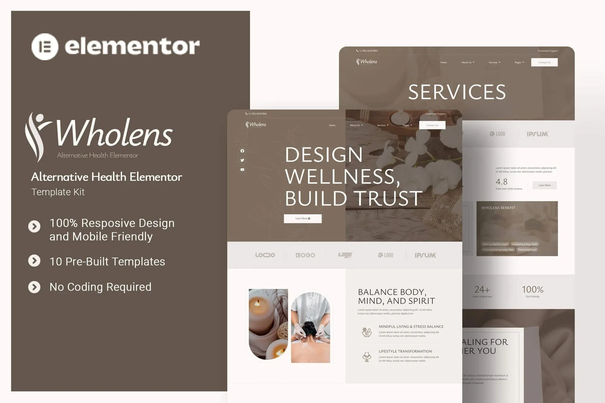 Wholens - Alternative Health Elementor Template Kit best alternative health Elementor template for instant wellness website download
