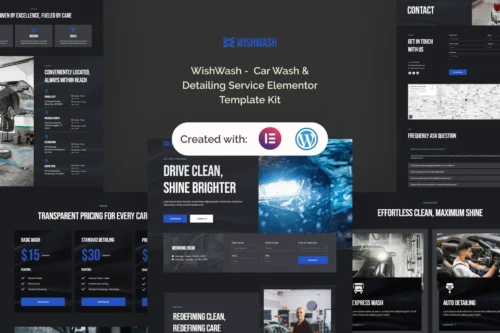 best car wash Elementor template kit instant download
