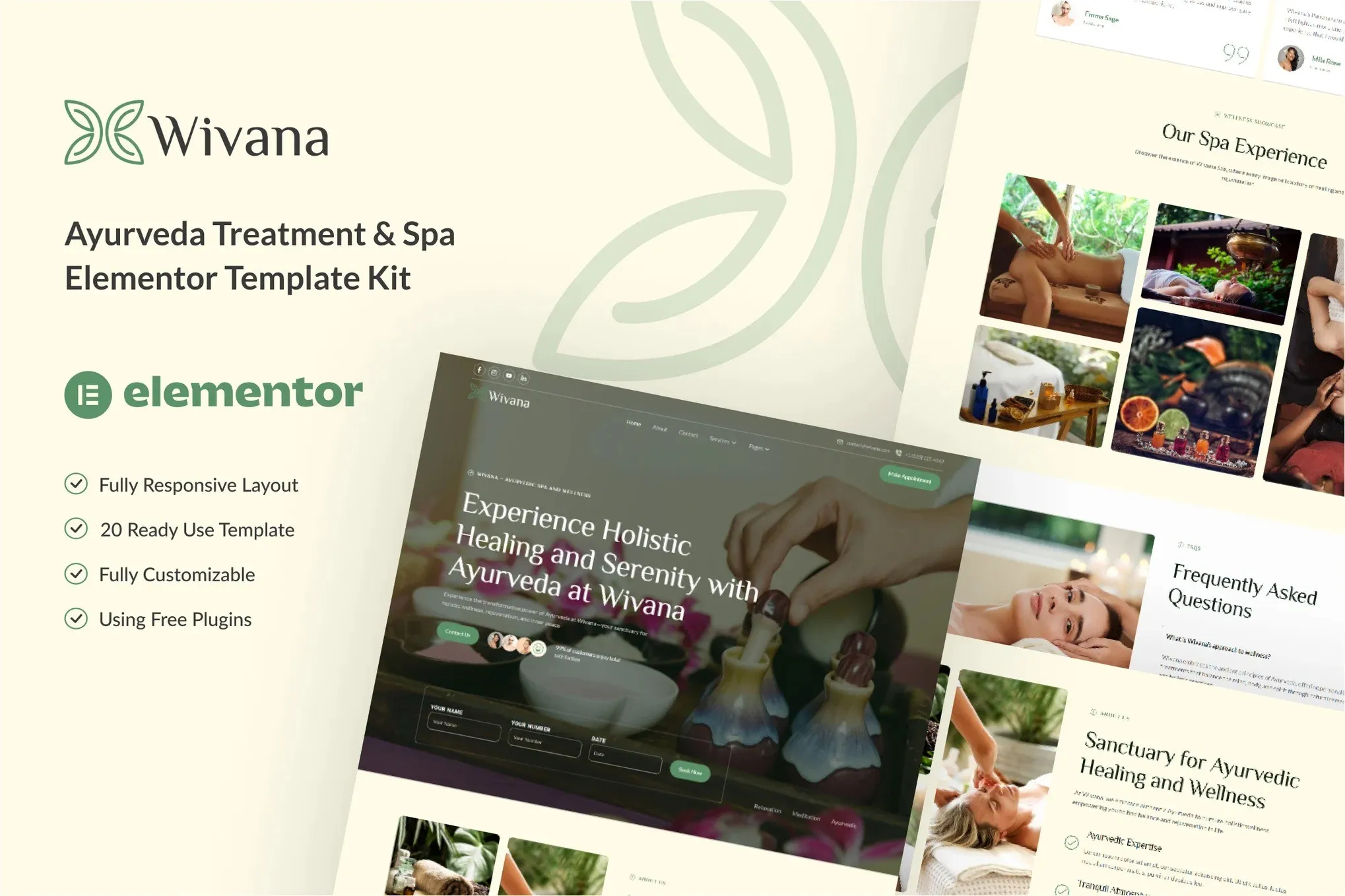Wivana - Ayurveda Treatment & Spa Elementor Template Kit best Wivana Ayurveda spa template kit download