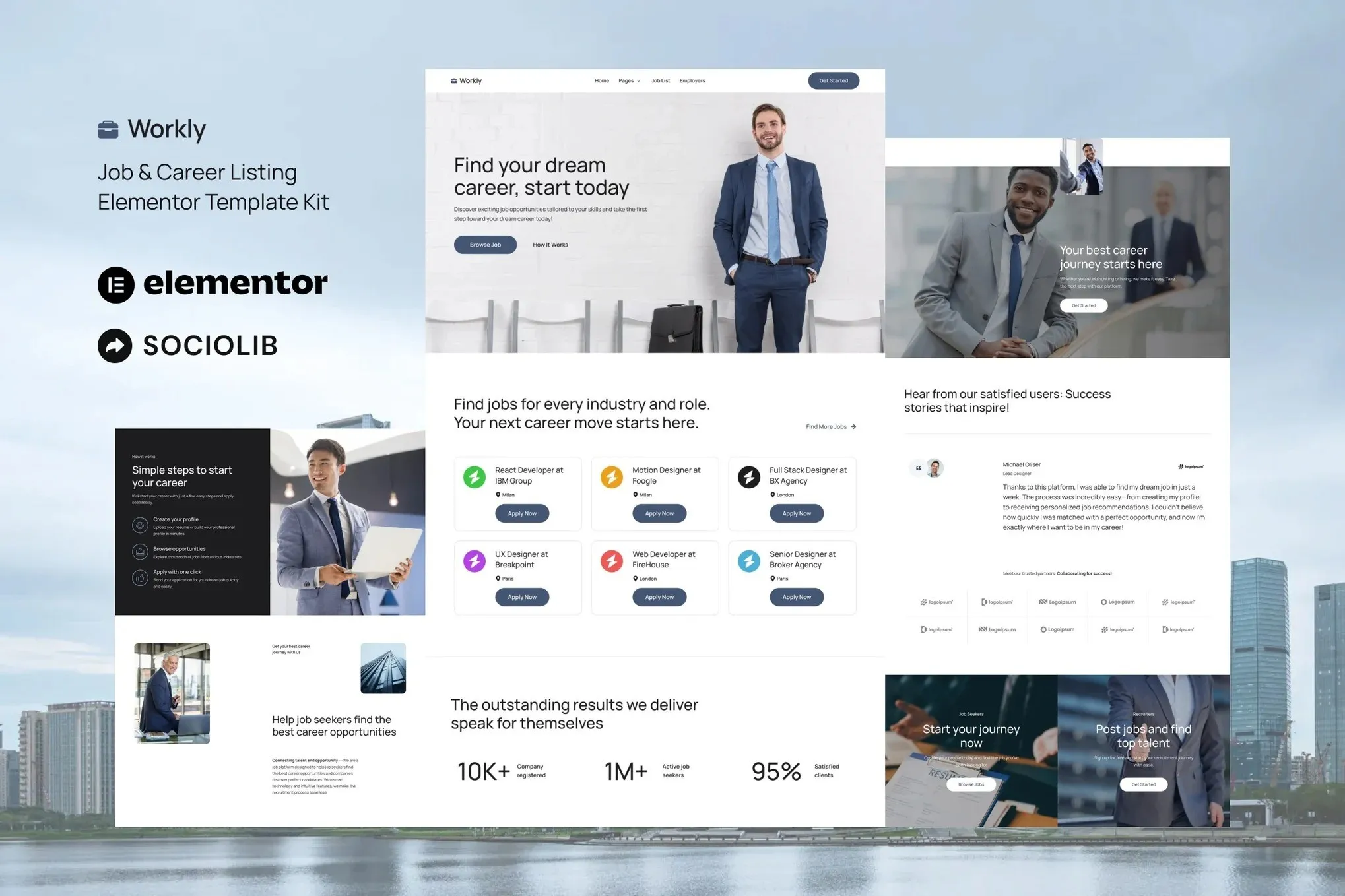 Workly - Job Listing & Career Recruitment Elementor Template Kit best Workly Elementor template for job boards download