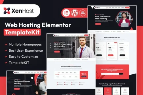 best XenHost Elementor template kit for web hosting