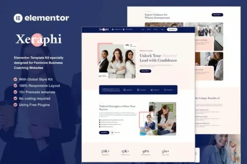 best feminine business coaching elementor template download