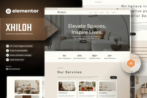 best interior design Elementor template kit instant download