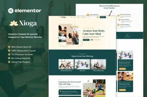 best yoga Elementor template kit instant download