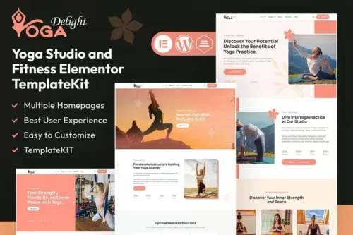 best Yoga Delight Elementor template kit for yoga studio download