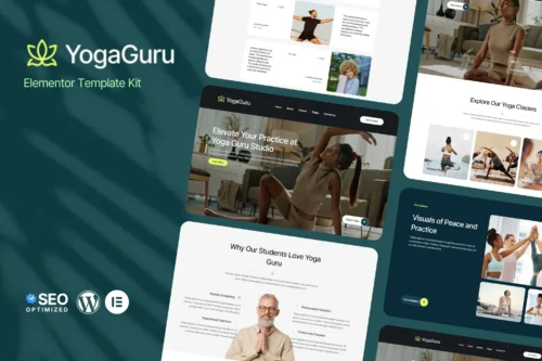 best YogaGuru yoga studio website template instant download