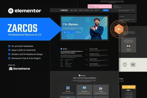 best professional resume Elementor template kit instant download