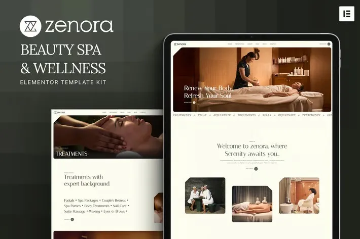 Zenora - Beauty Spa & Wellness Elementor Template Kit best Zenora Elementor template kit for beauty spa website download
