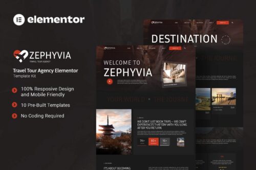 Zephyvia - Travel Tour Agency Elementor Template Kit