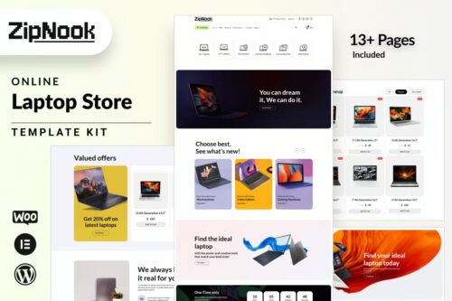 Zipnook - Woocommerce Laptop Store Elementor Pro Template Kit