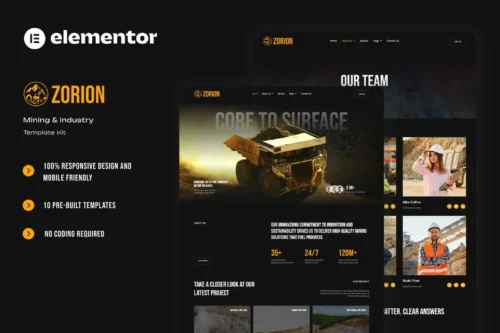 best mining industry Elementor template kit instant download