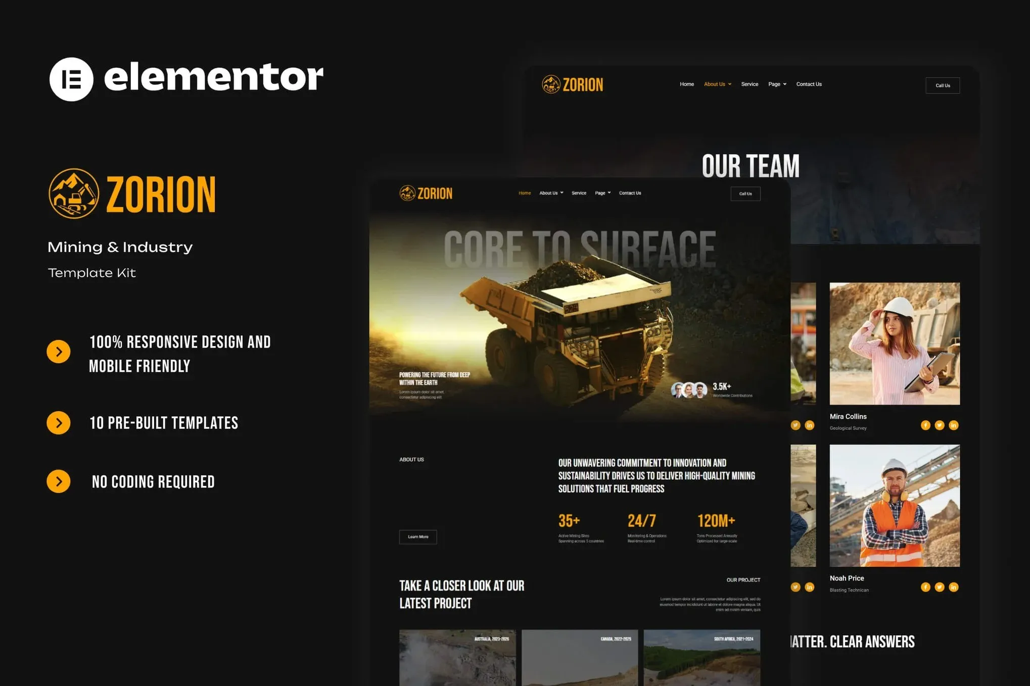 Zorion - Mining & Industry Elementor Template Kit best mining industry Elementor template kit instant download