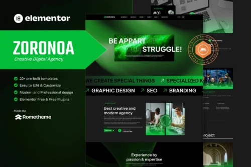 best creative digital agency Elementor template kit download