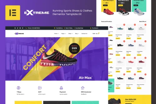 best premium sports footwear Elementor template kit download
