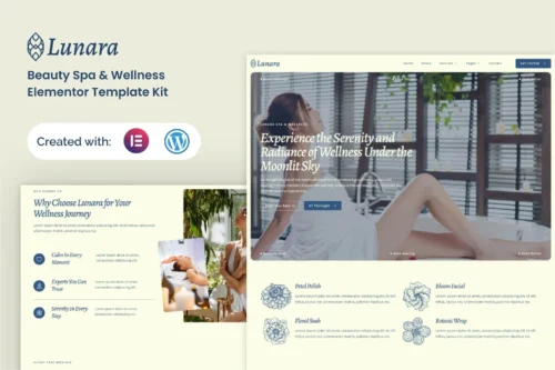 best Lunara spa Elementor template instant download