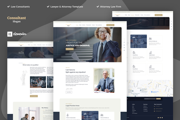 Consultants - Lawyer & Attorney Elementor Template Kits lawyer and attorney website template for Elementor WordPress