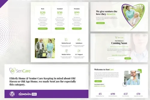 best elderly care Elementor template kit download