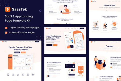 best SaasTek Elementor template kit instant download