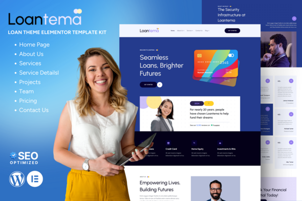 Loantema - Loan Service Elementor Template Kit best loan service Elementor template kit instant download