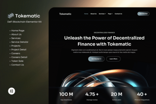 best Crypto DeFi launch Elementor template instant download