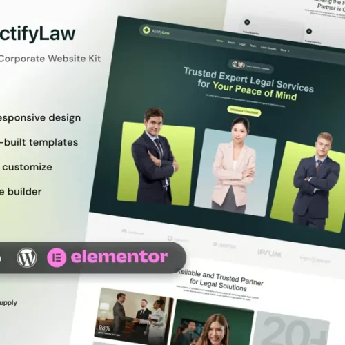 ActifyLaw Law Firm Corporate Elementor Template Kit for Legal Services, Attorneys, Business Law