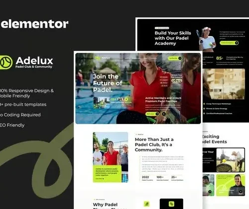 Adelux - Padel Club & Community Elementor Template Kit