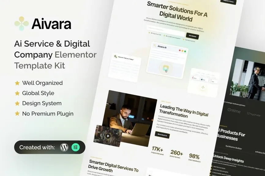 Aivara AI Service Digital Company Elementor Template Kit