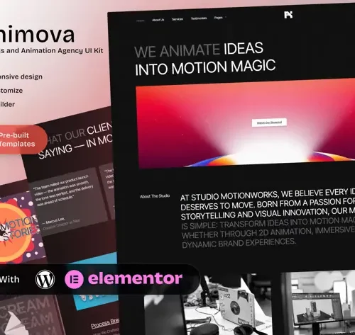 Animova – Motion Graphics and Animation Agency Elementor Template Kit