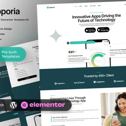 Apporia - Mobile App Landing Elementor Template Kit