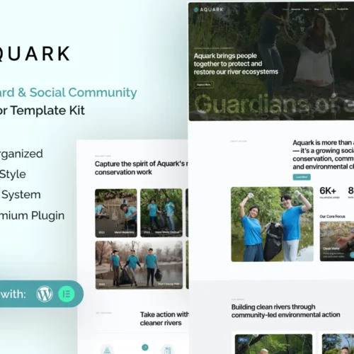 Aquark - River Guard & Social Community  Elementor Template Kit
