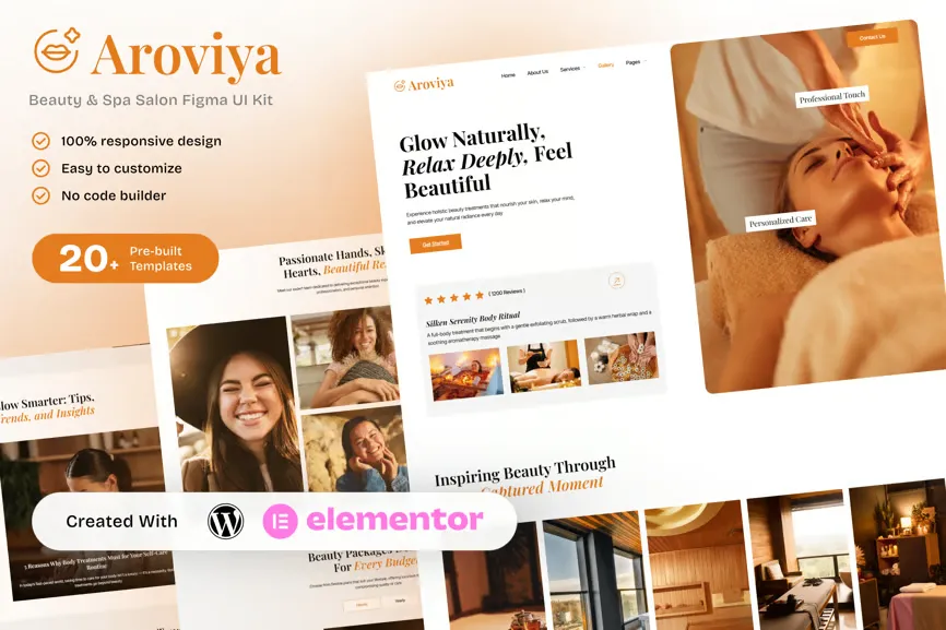 Aroviya - Beauty and Spa Salon Elementor Template Kit for Wellness and Se Aroviya - Beauty and Spa Salon Elementor Template Kit for Wellness and Self-Care Services - Image 1