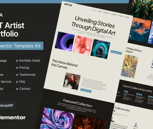 Artha - NFT Artist Portfolio Elementor Pro Template Kit