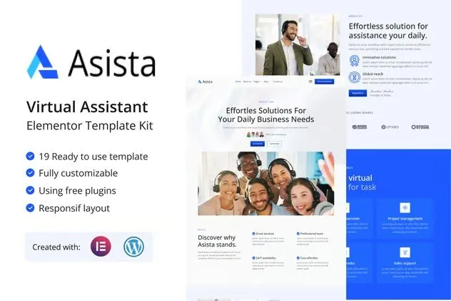 Asista - Virtual Assistant Elementor Template Kit Asista - Virtual Assistant Elementor Template Kit - Image 1