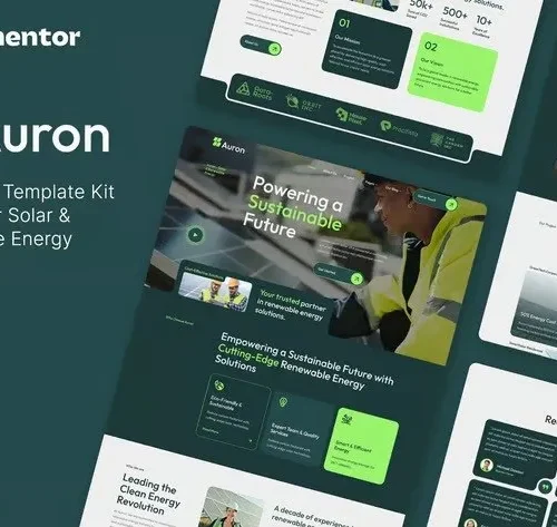 Auron - Solar & Green Renewable Energy Elementor Template Kits