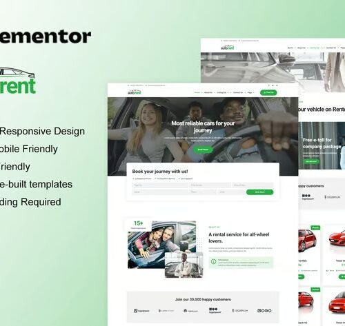 AutoRent - Car Rental Service Elementor Template Kit