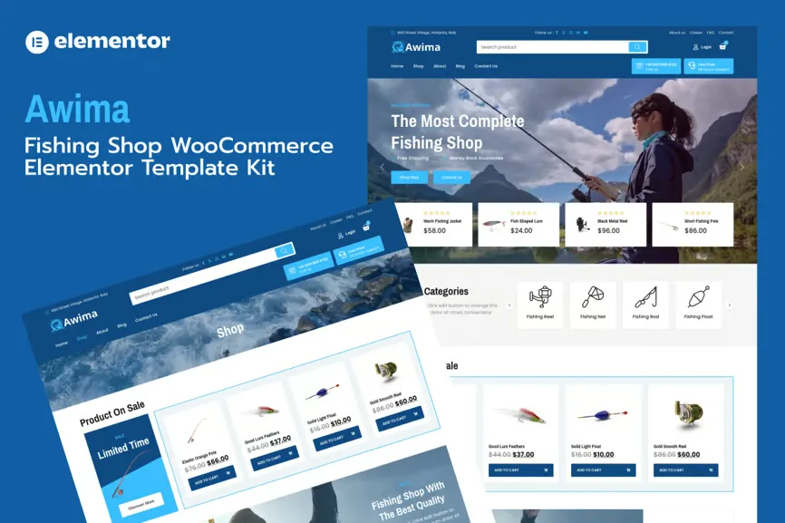 Awima - Fishing Shop & Store WooCommerce Elementor Pro Template Kit Awima - Fishing Shop & Store WooCommerce Elementor Pro Template Kit - Image 1