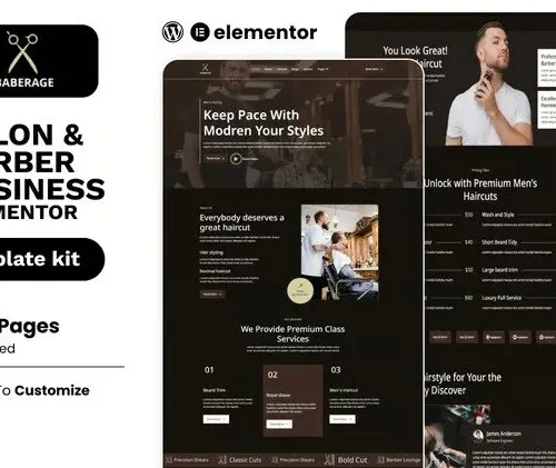 Baberage – Barber & Hairdresser Shop Elementor Template Kit
