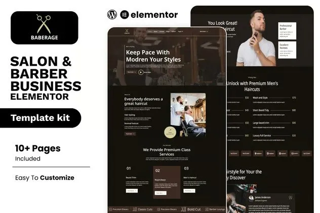 Baberage – Barber & Hairdresser Shop Elementor Template Kit Baberage – Barber & Hairdresser Shop Elementor Template Kit - Image 1