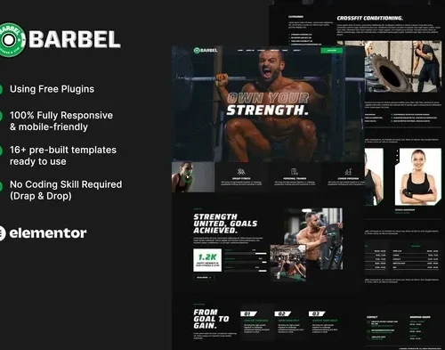 Barbel - Fitness Gym Elementor Template Kit