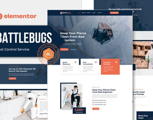 BattleBugs - Pest Control Service Elementor Template Kit