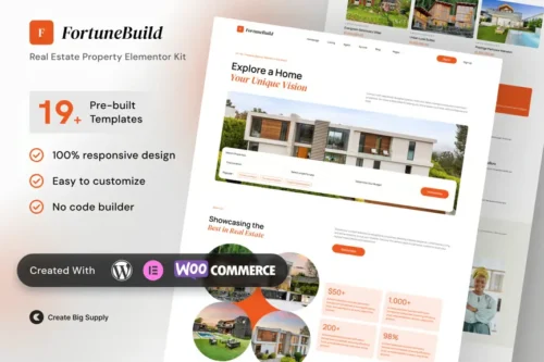 best FortuneBuild Elementor template real estate website download
