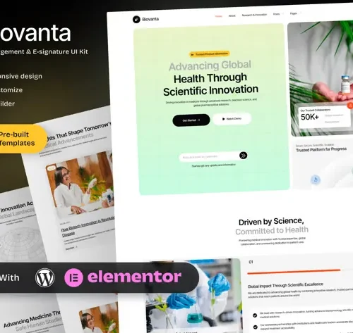 Biovanta – Pharmaceuticals & Biotechnology Industry Elementor Template Kit