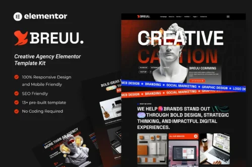 best creative agency Elementor template kit instant download