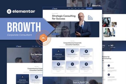 best corporate consultant Elementor template kit instant download