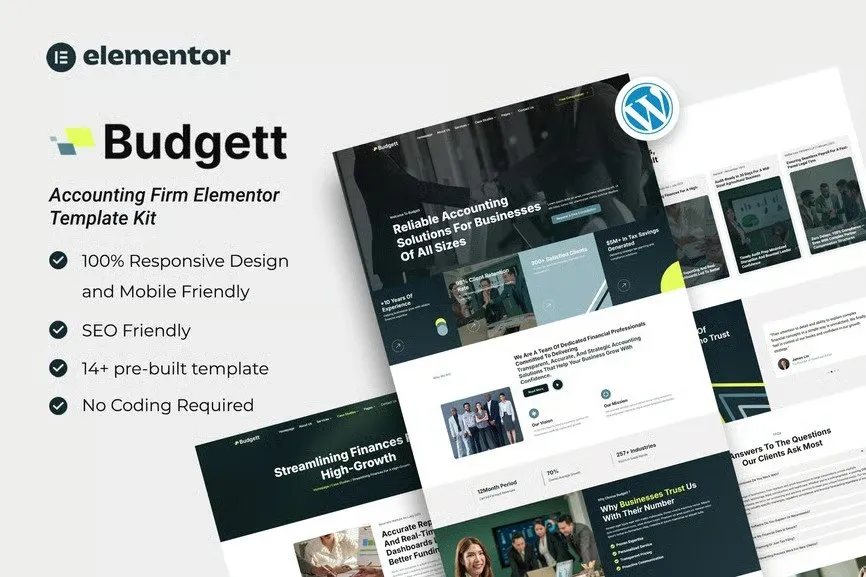 Budgett - Accounting Firm Elementor Template Kit best accounting firm Elementor template kit download