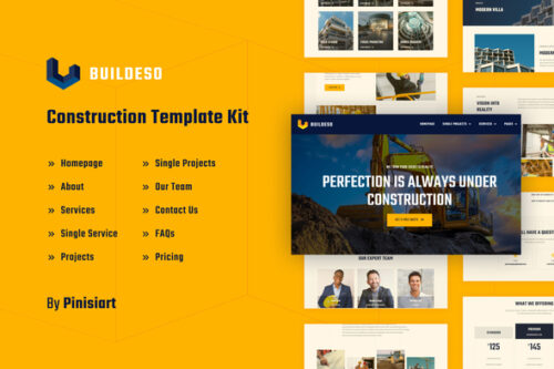 best Construction Elementor template kit instant download