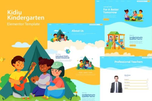 best kindergarten Elementor template kit instant download