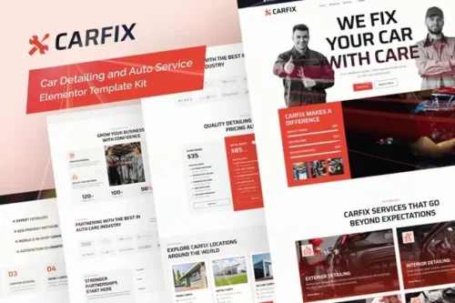 best Carfix car detailing Elementor template kit download