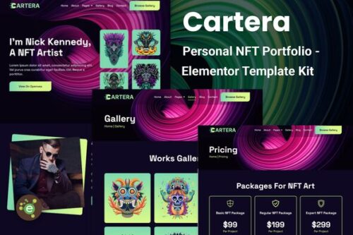 best NFT portfolio Elementor template kit instant download